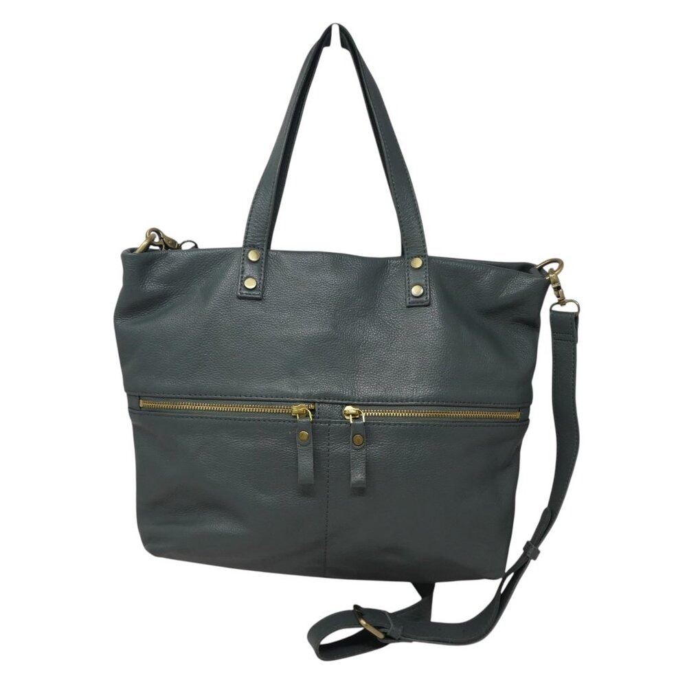Aspen Pebbled‎ Leather Tote Crossbody Bag Women Large Green Brass Hardware